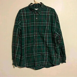 Eddie Bauer 100% Cotton Plaid Button Down Shirt Size XL